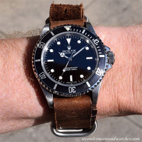 rolex sub on leather nato|More.